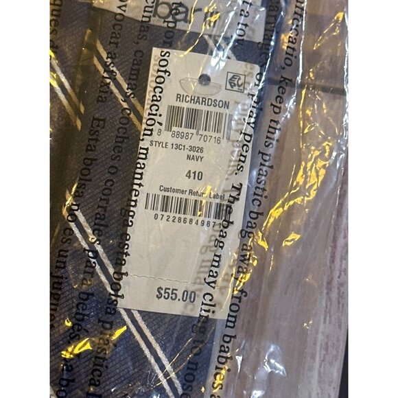 Bar III Mens Richardson Stripe Tie Navy OS, NWT - Picture 2 of 2